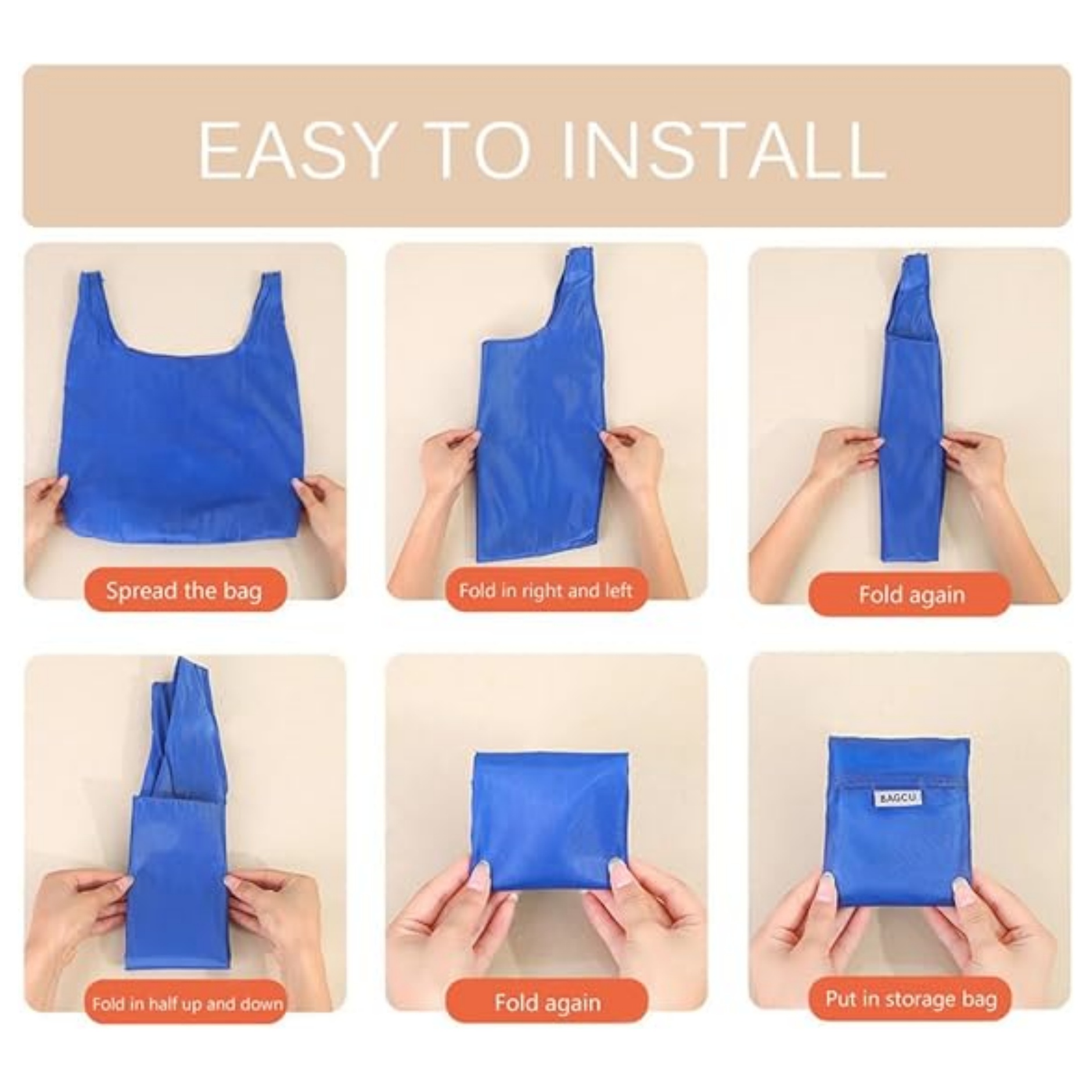 Foldable Shopping Grocery Bags Reusable Shopper Tote 1
