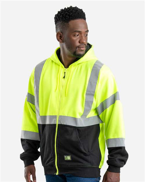 Men's Hi-Vis Class 3 Color Block Full-Zip Hooded Sweatshirt - HVF023 7