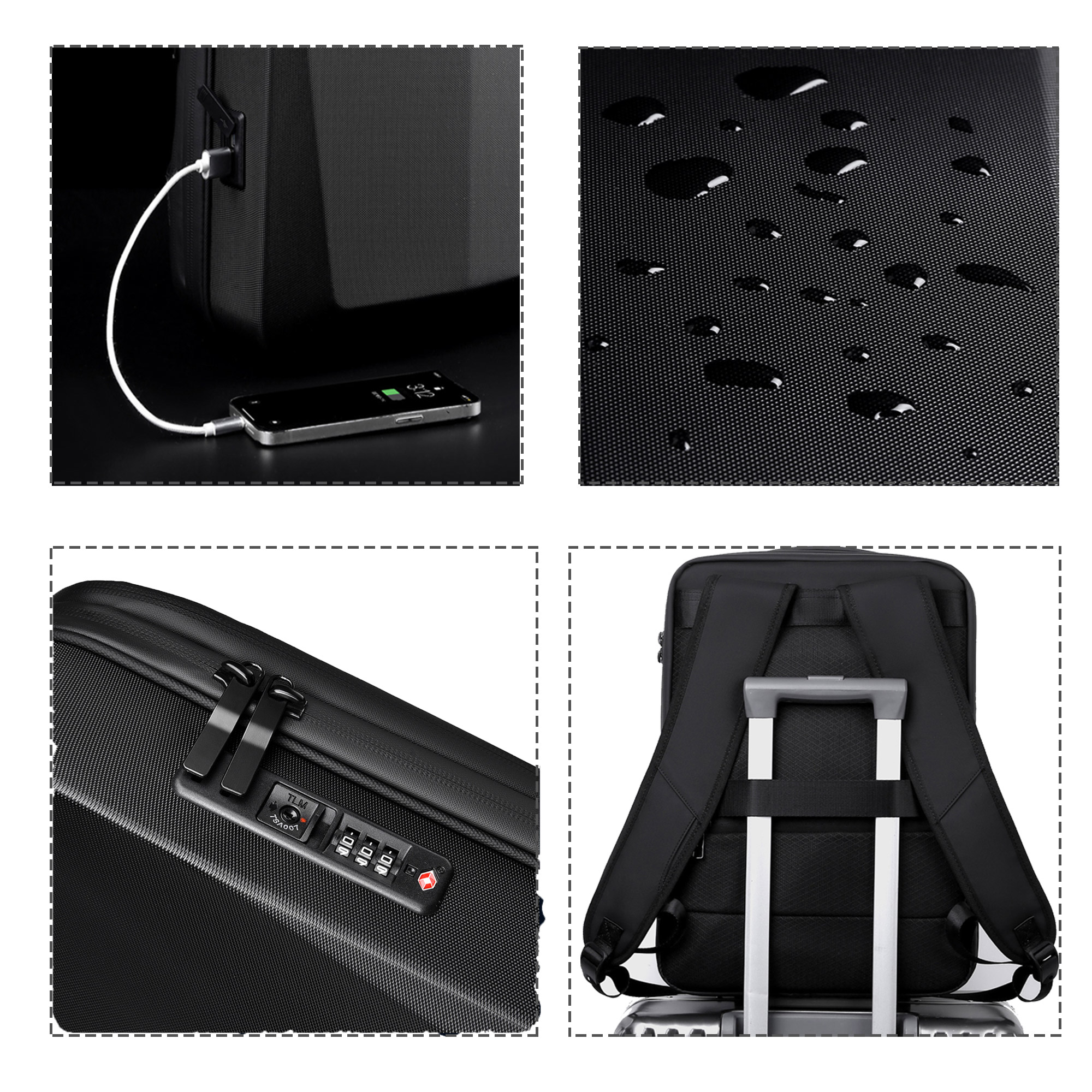 Backpack Hard Shell Waterproof Laptop Business Computer Bag 2
