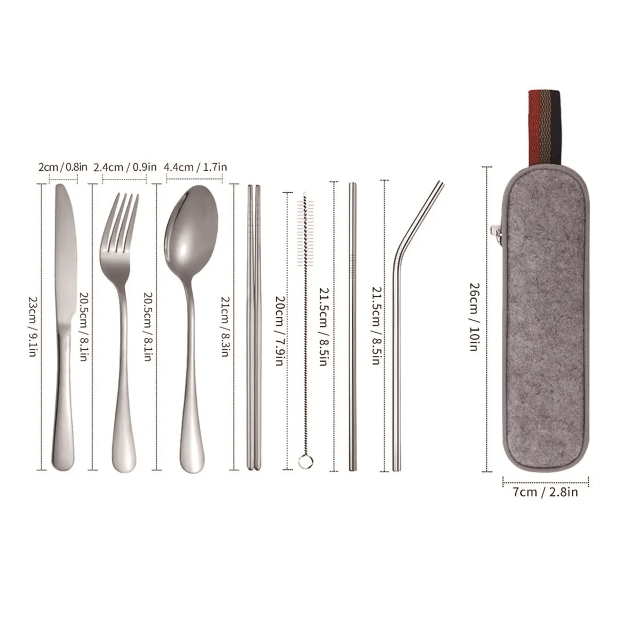 Portable Stainless Steel Reusable Cutlery Set with Case 9