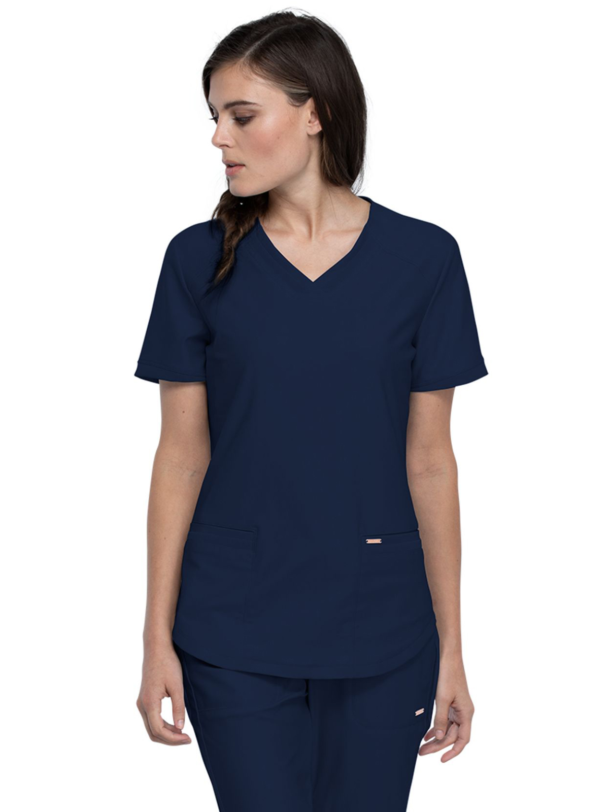 Cherokee - Form - Women's 2-Pocket Curved Hemline V-Neck Top 41