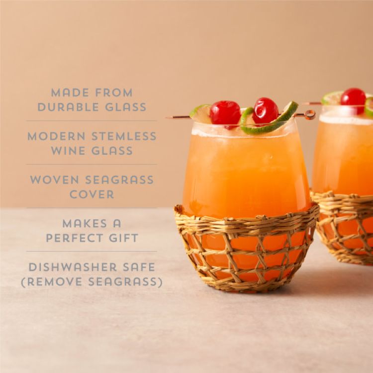 Twine Living® Island Stemless Wine Glass, set of 2 7