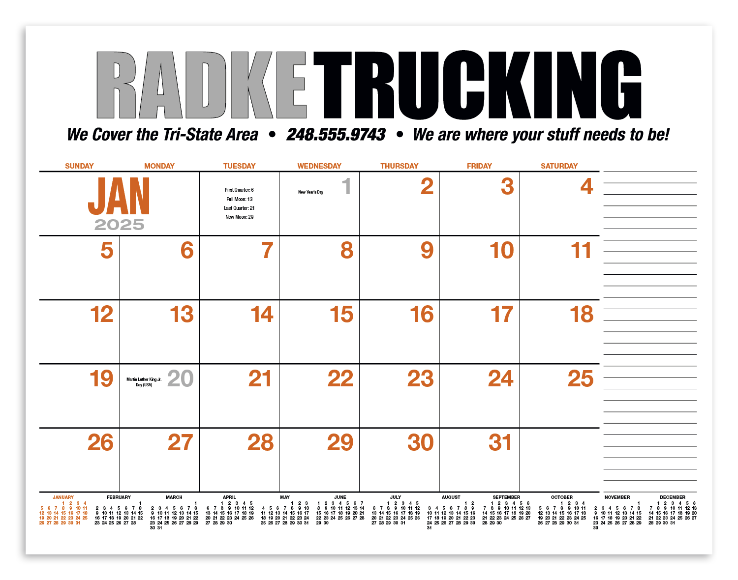 HotLine® Products 13-Month Desk Pad Calendar 6