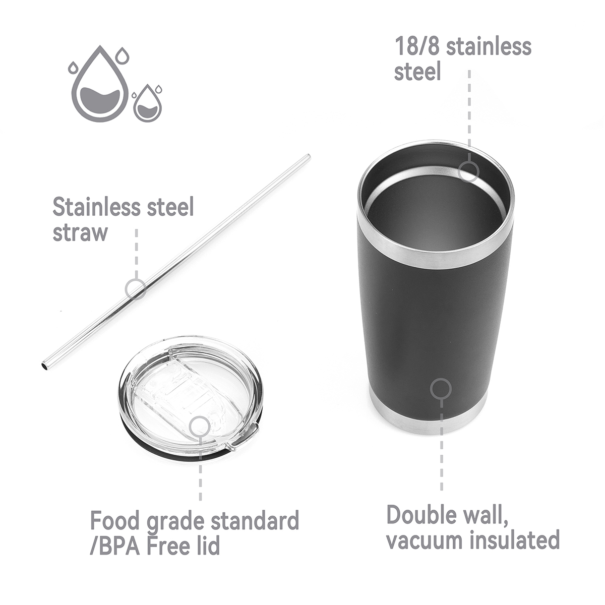 MaxImprint 20oz Stainless Steel Vacuum Tumbler with Lid 19
