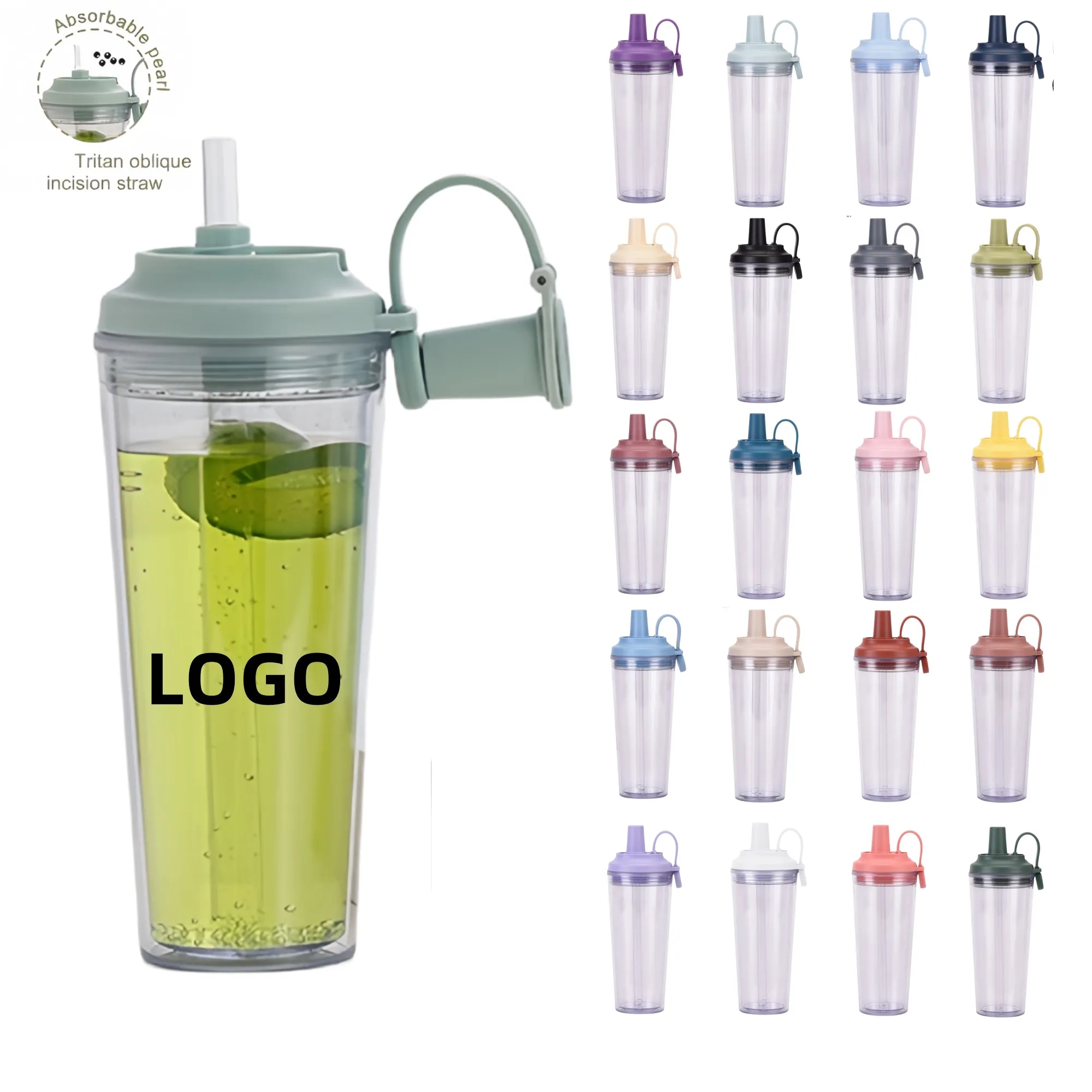 24oz Double-Layer Plastic Straw Cup 27