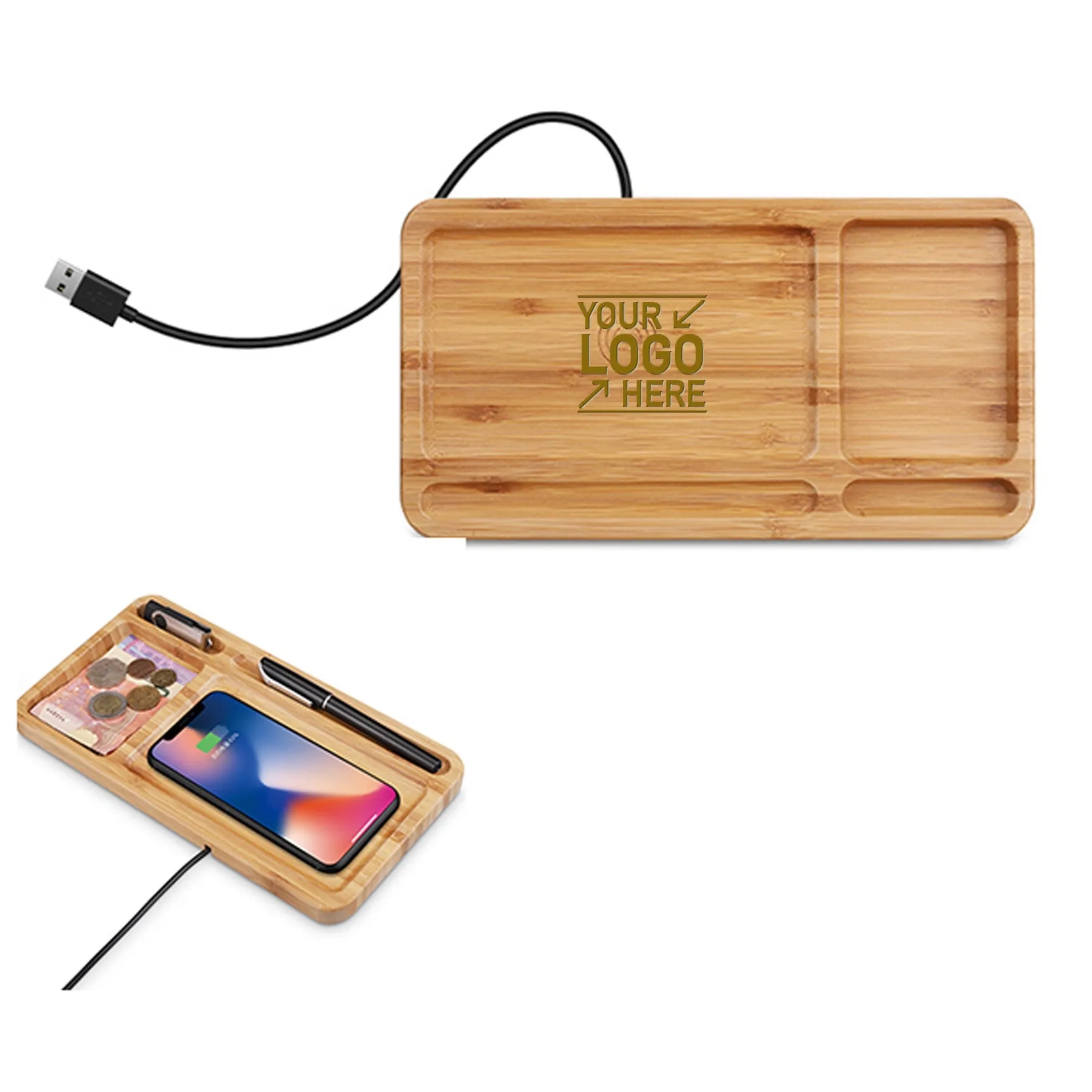 Wireless Charging Station With Desk Organizer Pad 6