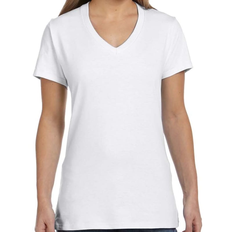 Hanes Ladies 4.5 Oz., 100% Ringspun Cotton Nano-T® V-Neck T- 5