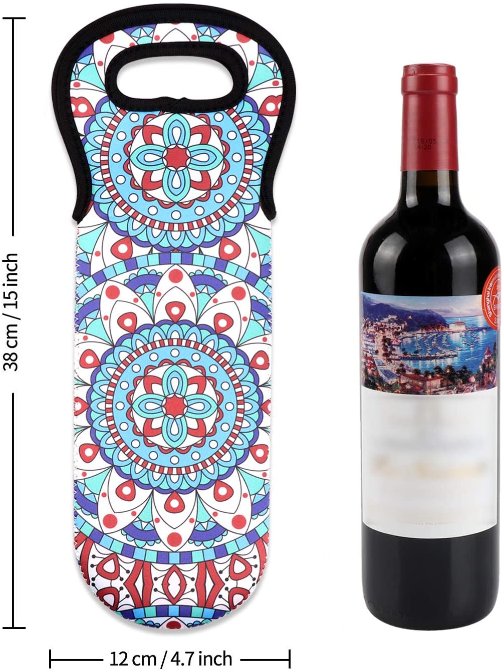 Full Color Neoprene Wine Carrier Champagne Bottles Bag 3