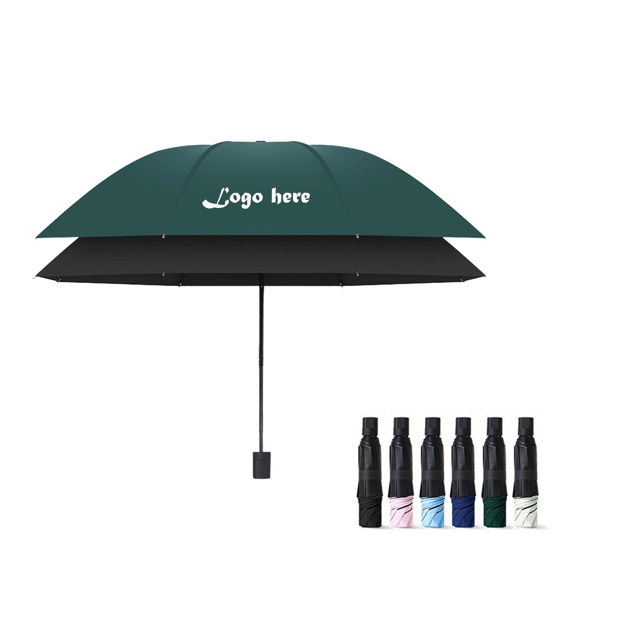 39-Inch Arc Triple-Fold Black Coating UV Umbrella 1