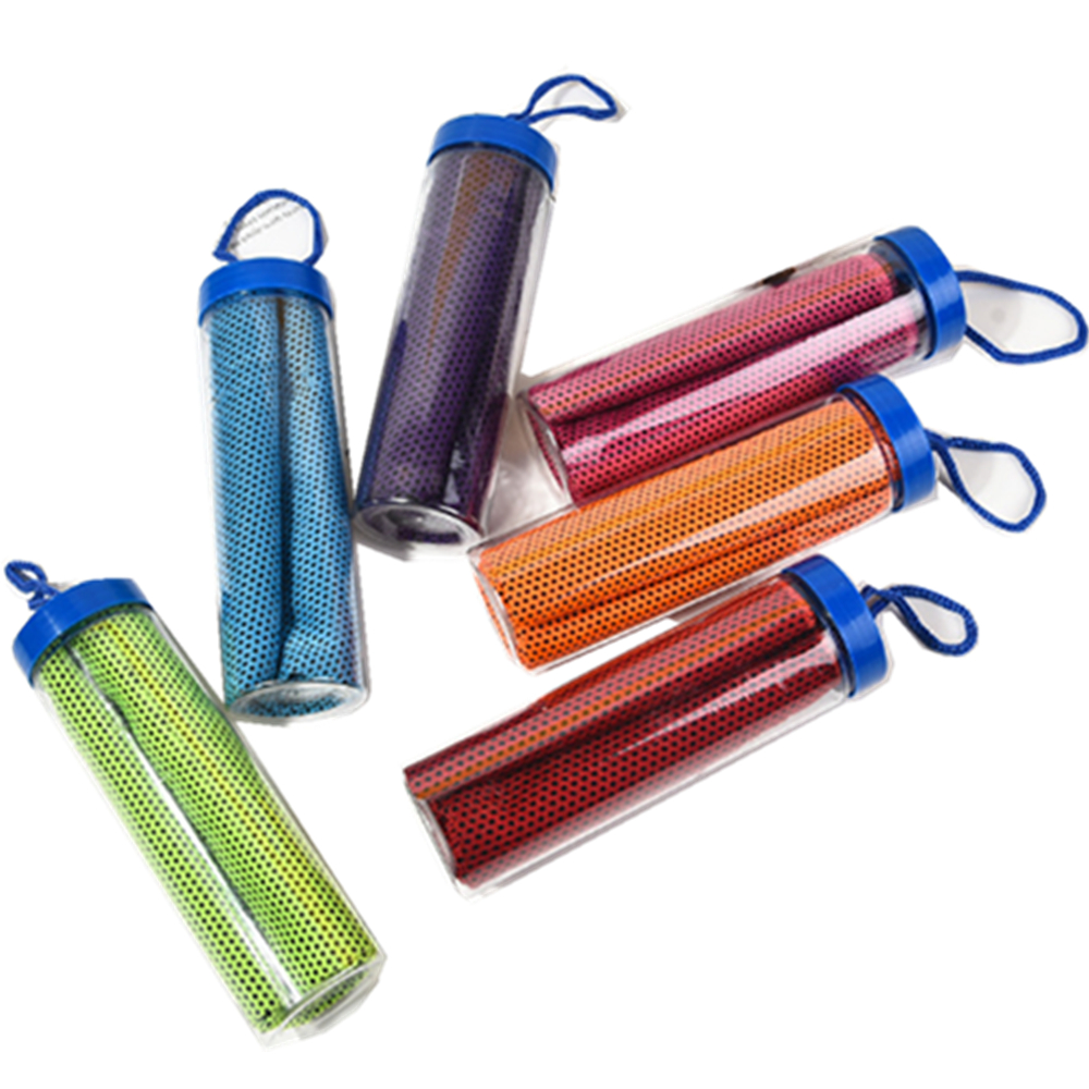 Cooling Towels In Bottle Containers With Clips 3