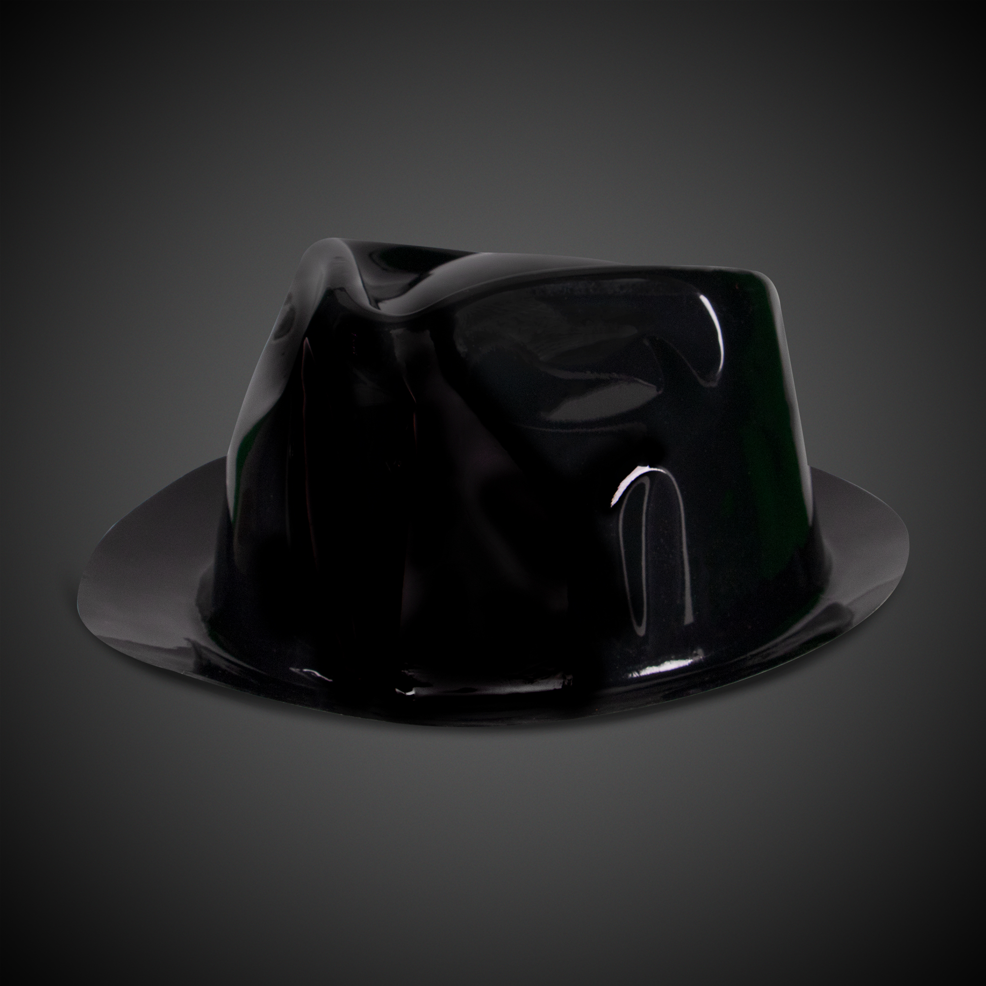 Black Plastic Gangster Fedora Hat 1
