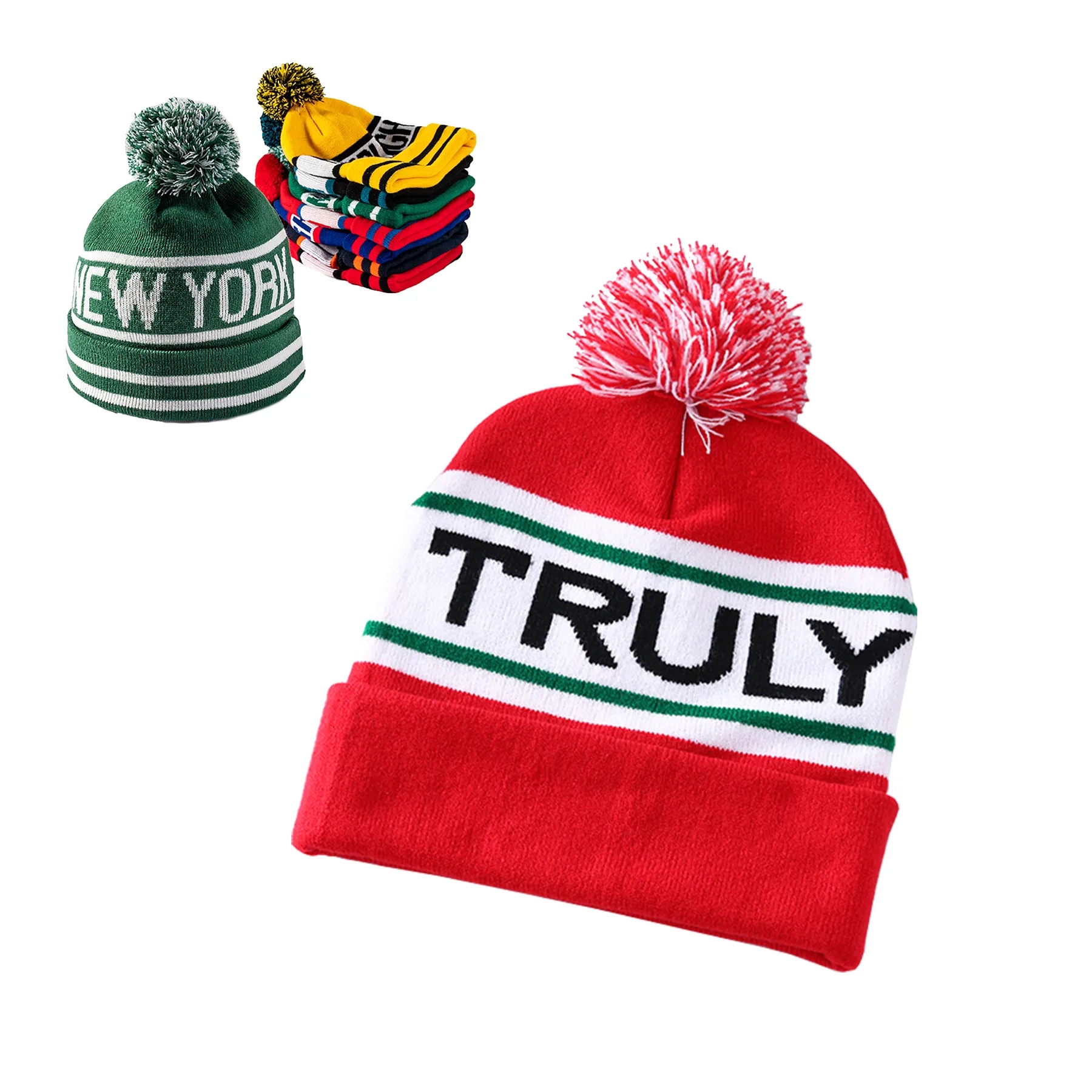 Knit Beanie Hat With Pom 3