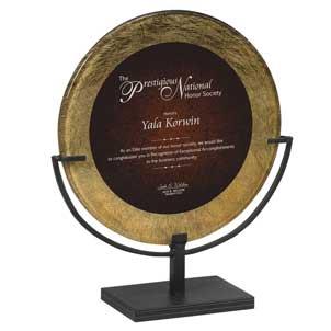 Acrylic Circle Iron Art 14" Gold/Red design 2