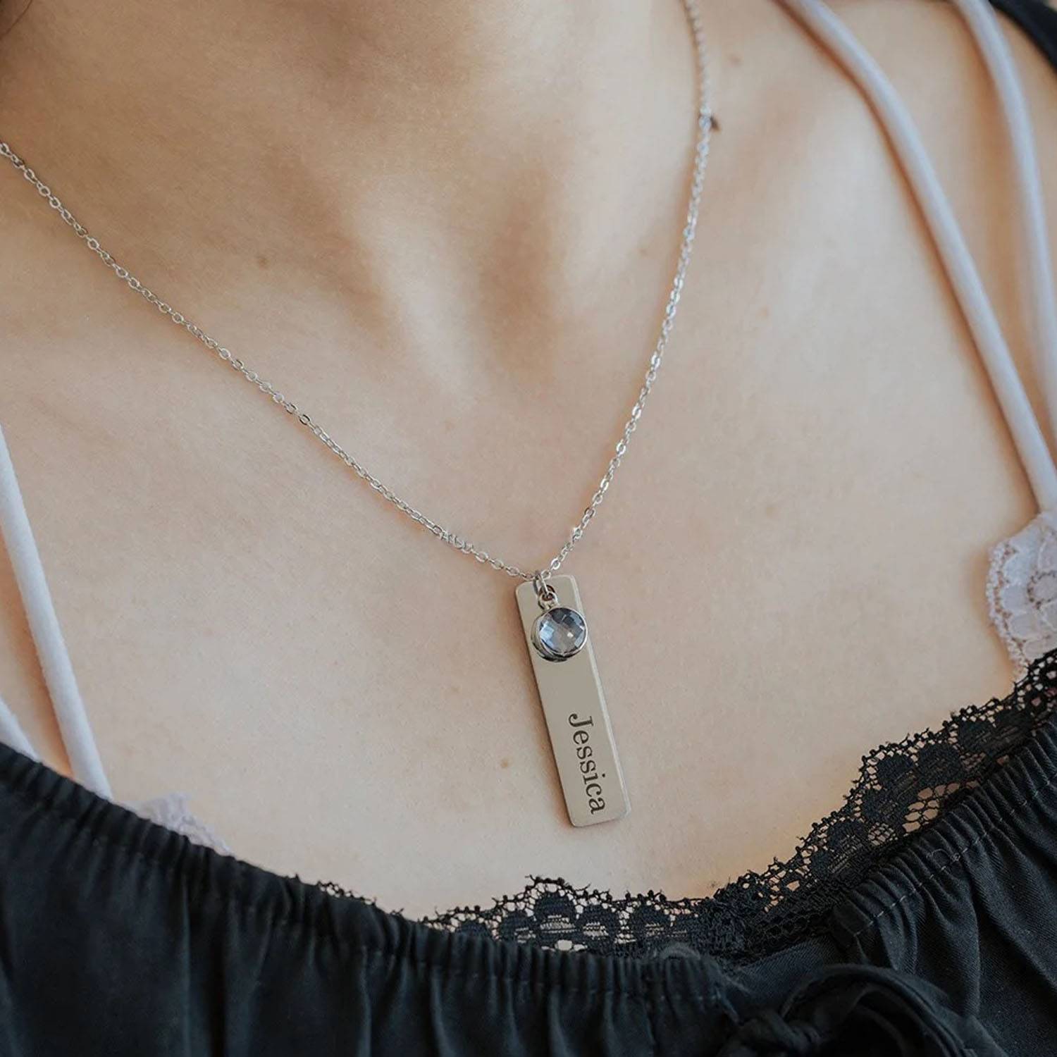 Birthstone rectangular necklace 6