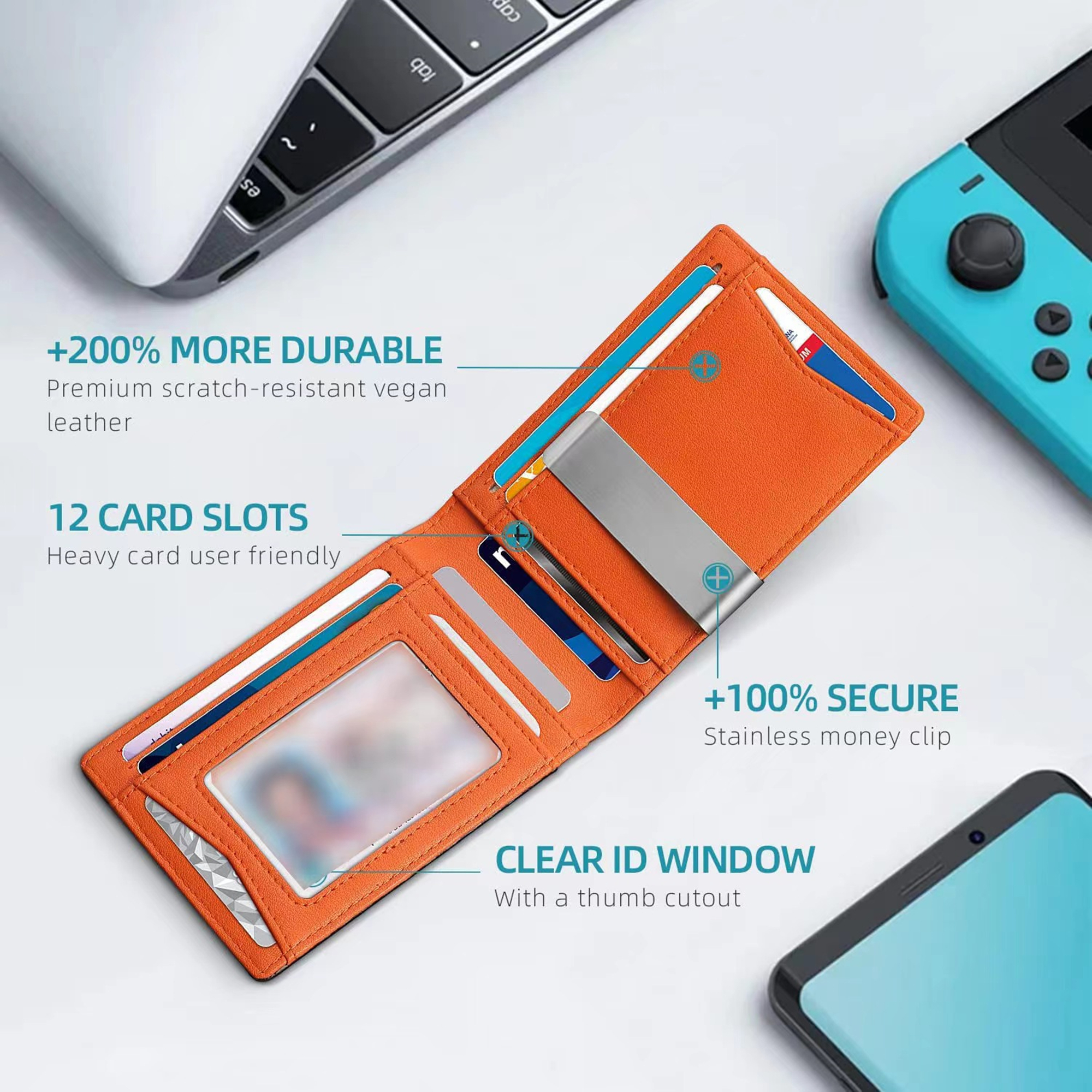 Mens Slim Wallet With Money Clip 1