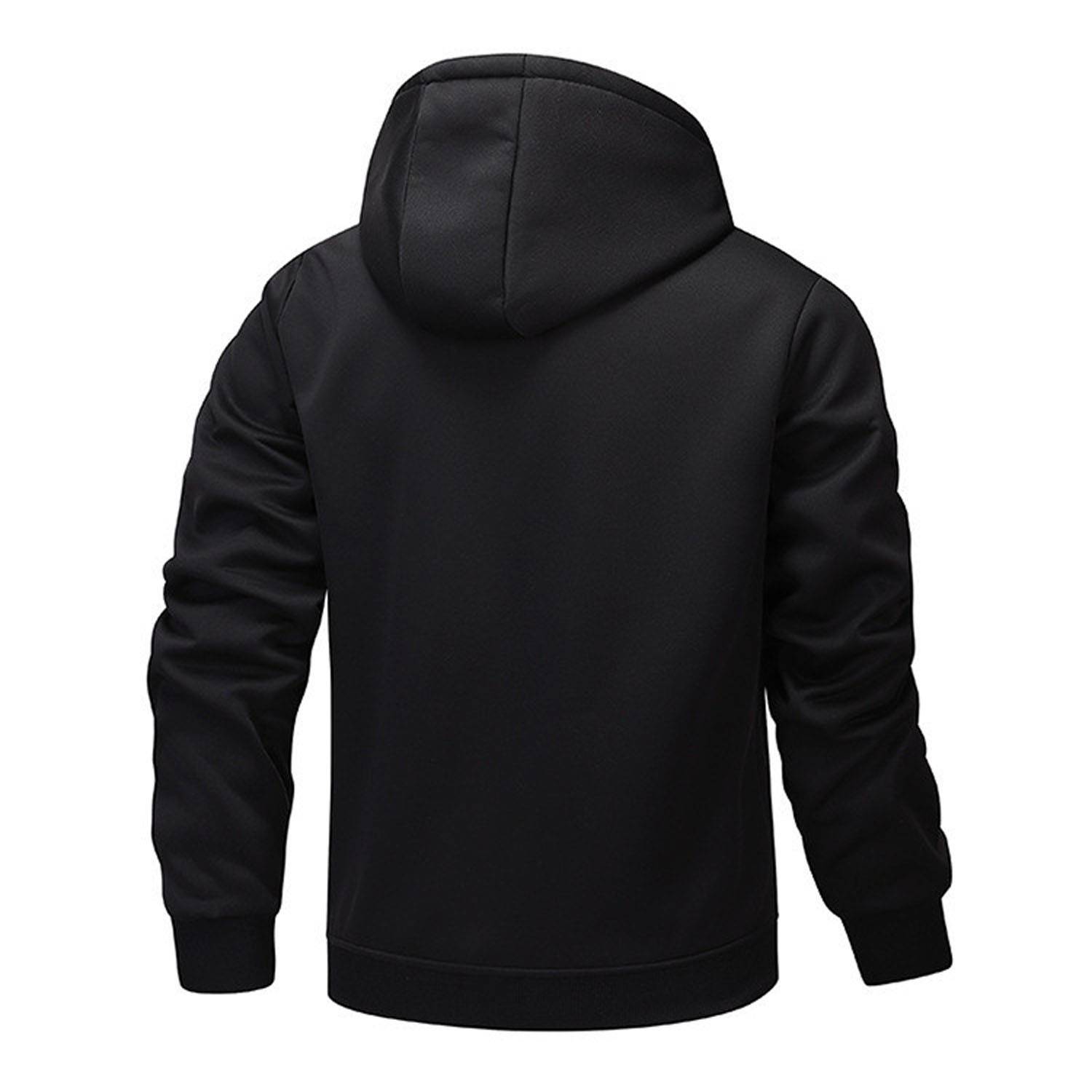 Men Windproof Fleece Lined Heavyweight Hooded Jacket 11