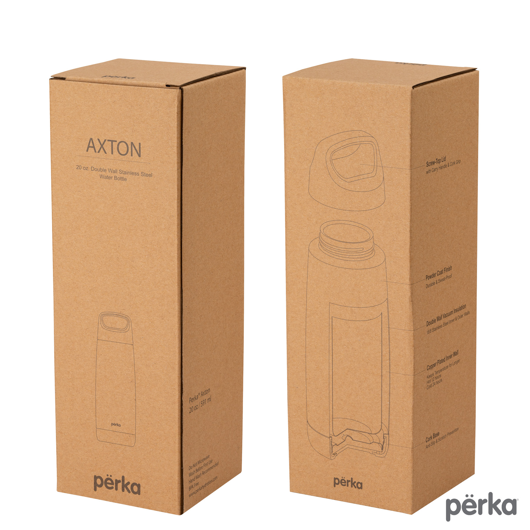 Perka® Axton 20 oz. Double Wall, Stainless Steel Bottle 9
