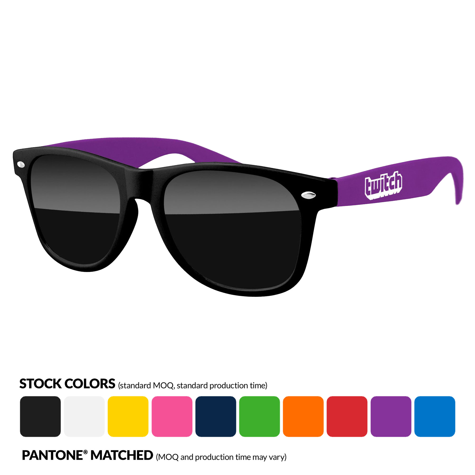 2-Tone Retro Sunglasses w/ 1-Color Temple Imprint 2