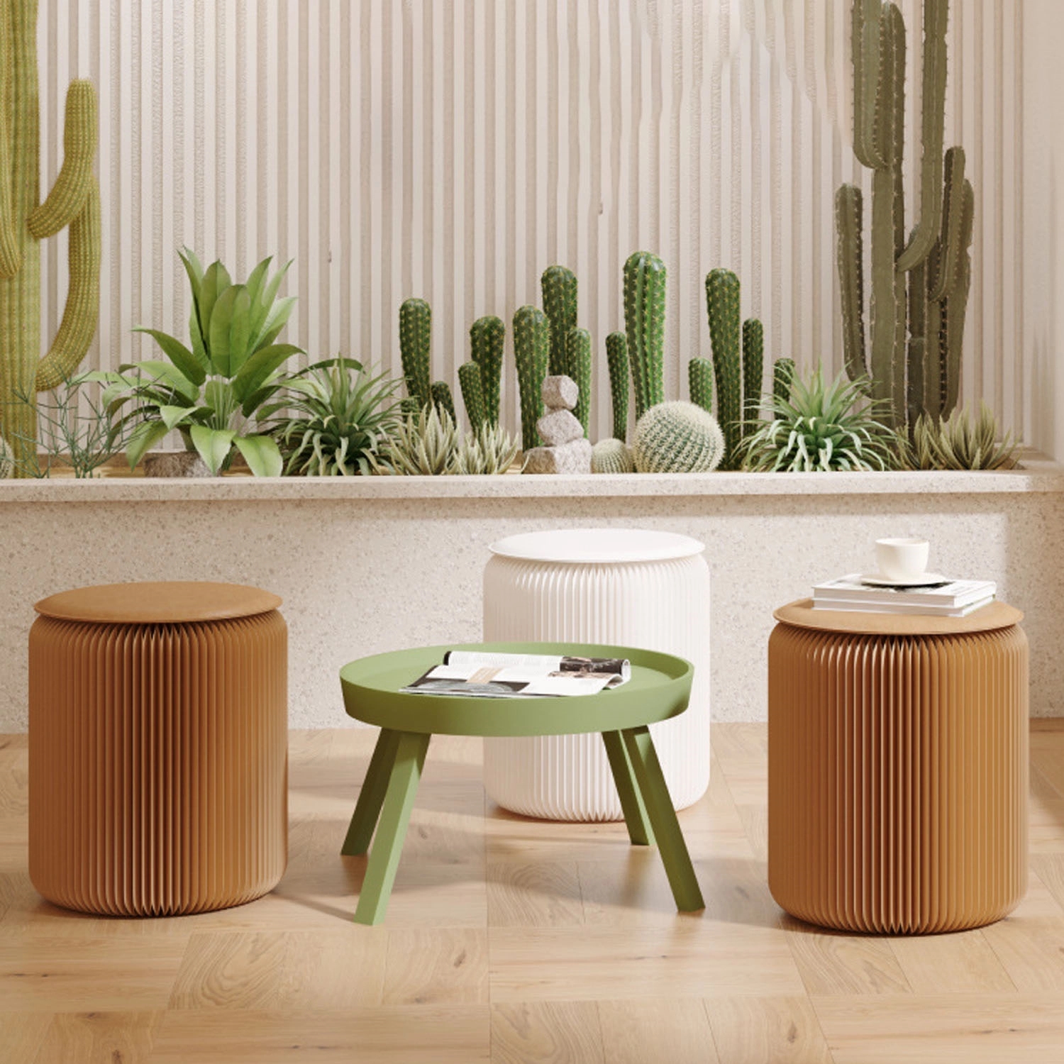 Upgraded Modern Design Kraft Paper Stool For Business 2