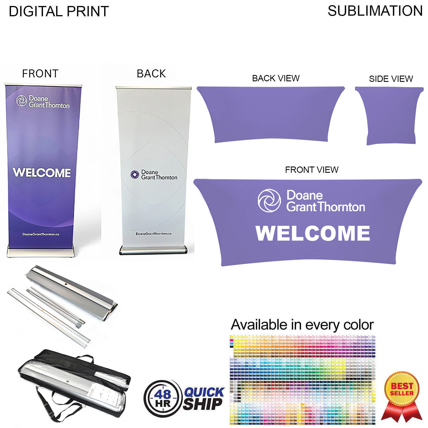 48Hr Quick Ship - Superior Tradeshow Package, Banner (DP780) + Stretch fit tablecloth 6' (SU544) 5