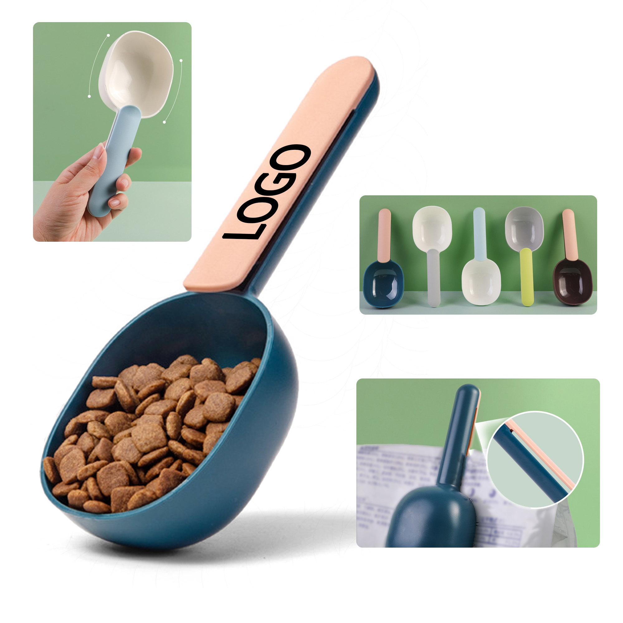 Plastic Pet Food Scoop With Bag Clip For Dogs And Cats 1