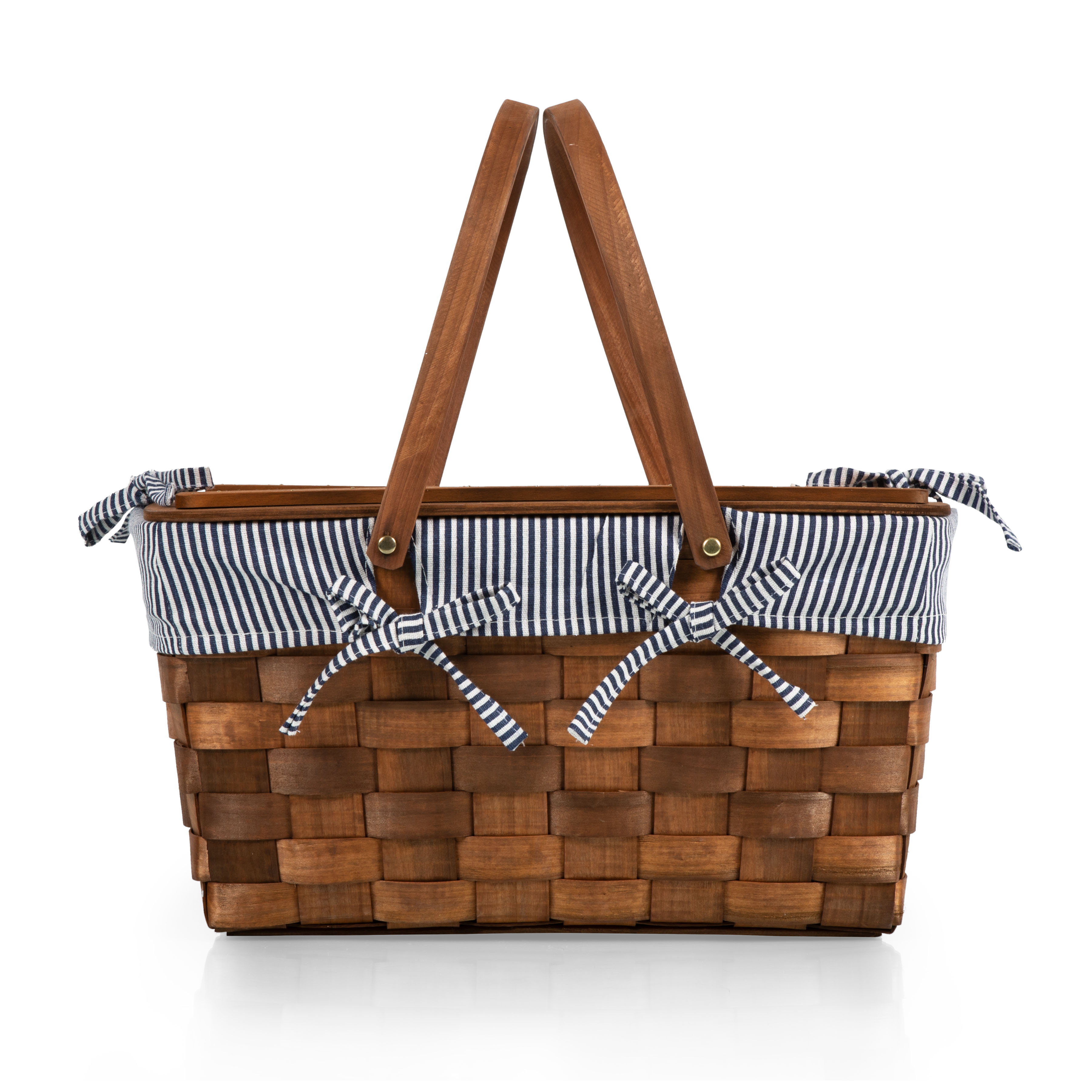 Kansas Handwoven Wood Picnic Basket 4