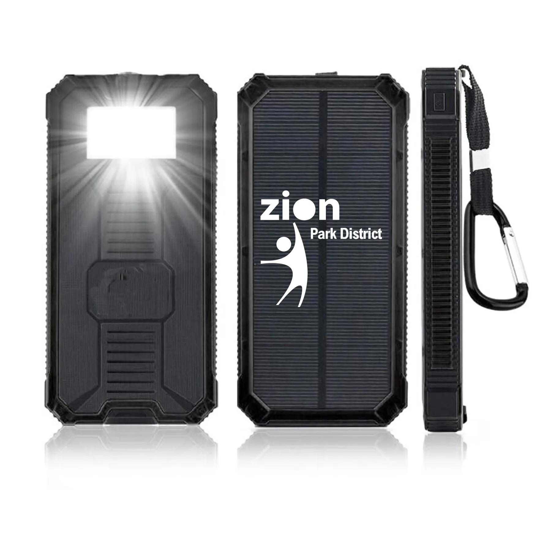 Portable 10000mAh Solar Power Bank with Carabiner 2
