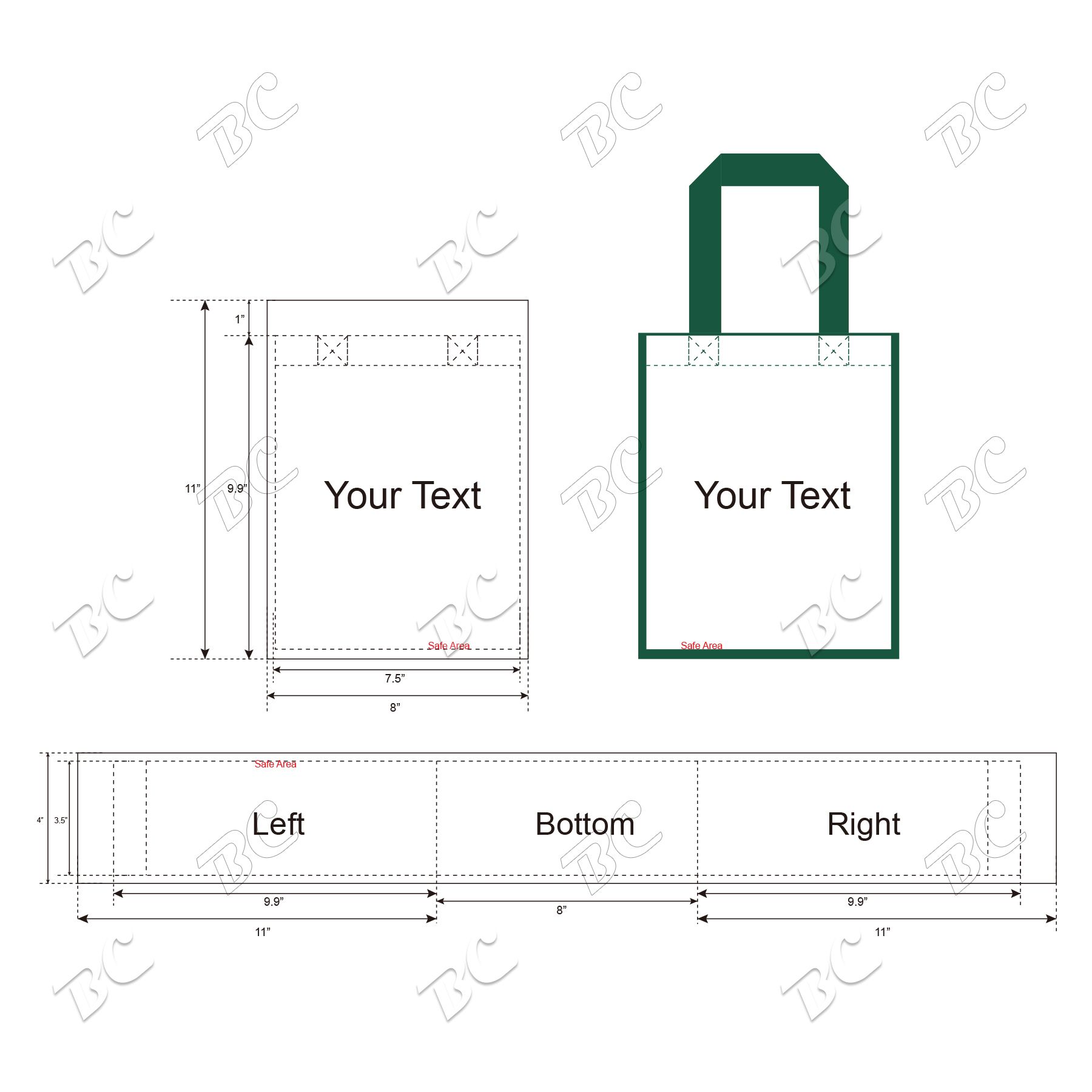 Free Shipping Color Trim Dye Sub TOTE BAGS 8