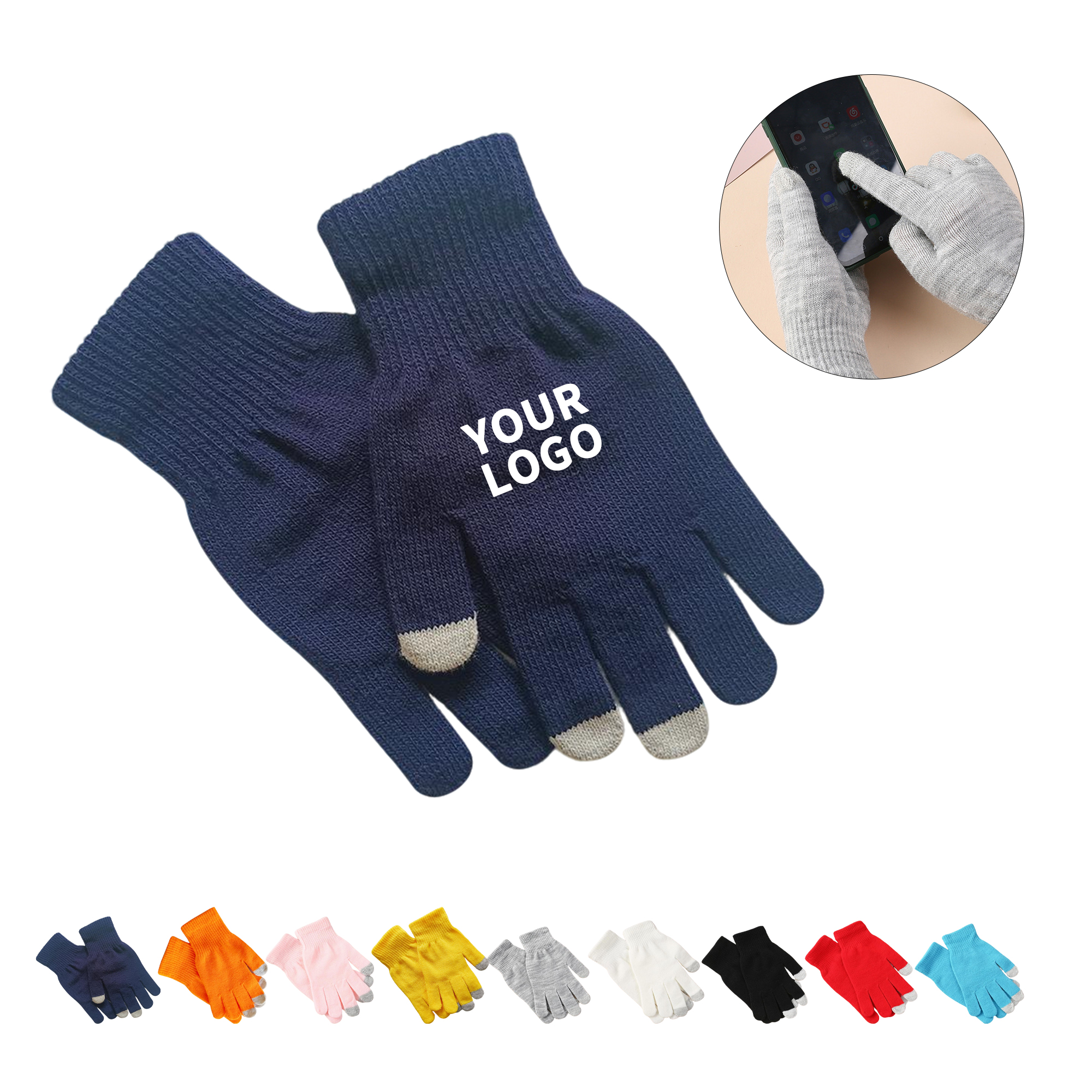 Touchscreen Acrylic Knit Magic Glove Pair 7.9" 11