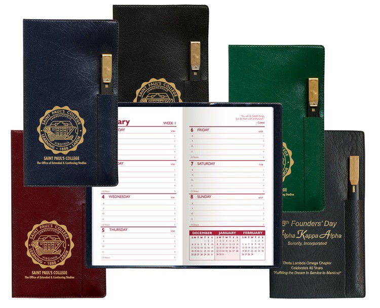 Executive Vinyl Cover Weekly Pocket Planner with Clear Pen 5