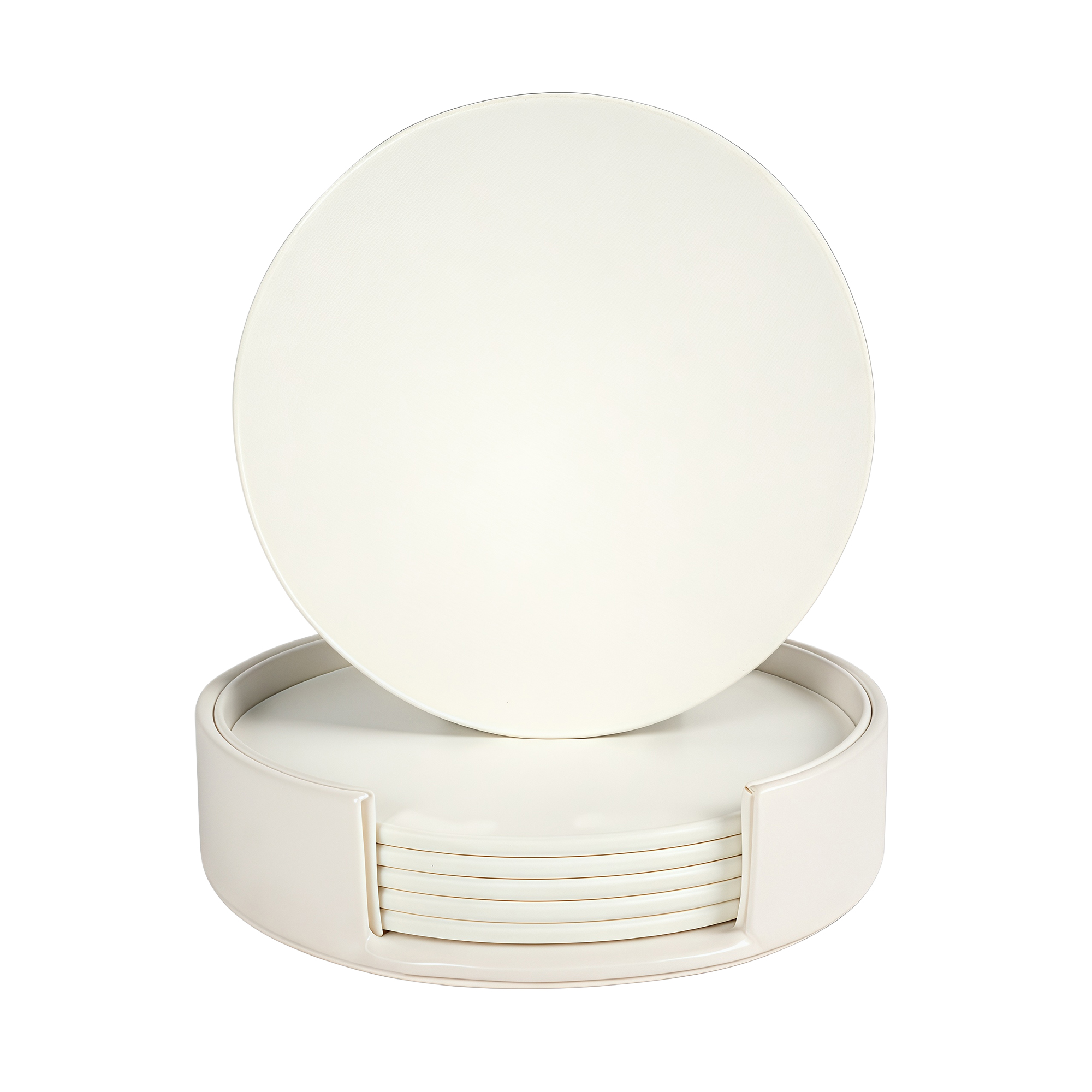 Double-Sided Leather Round Coaster Set 7