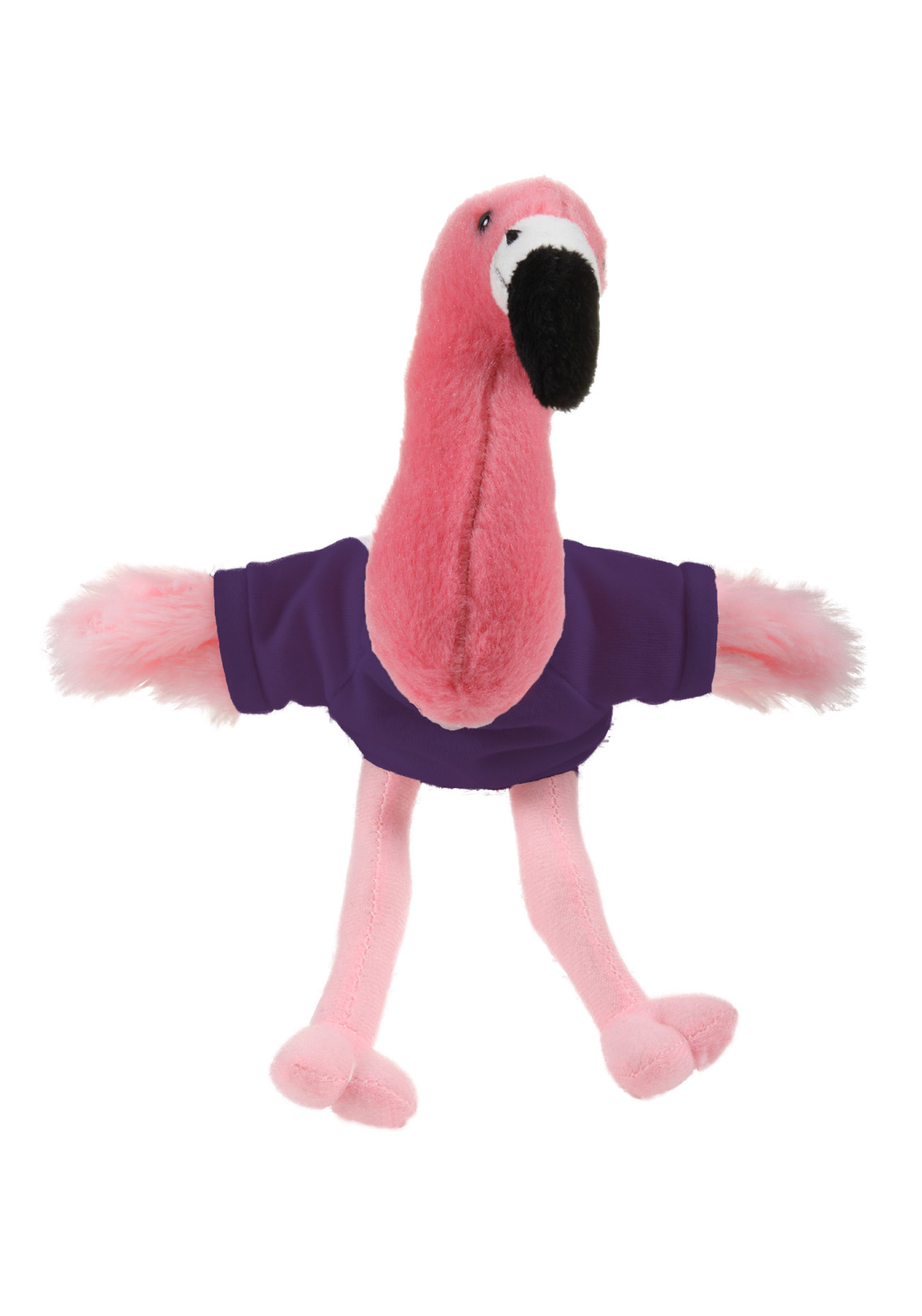 Soft Plush Sitting Flamingo waering a T-Shirt 6