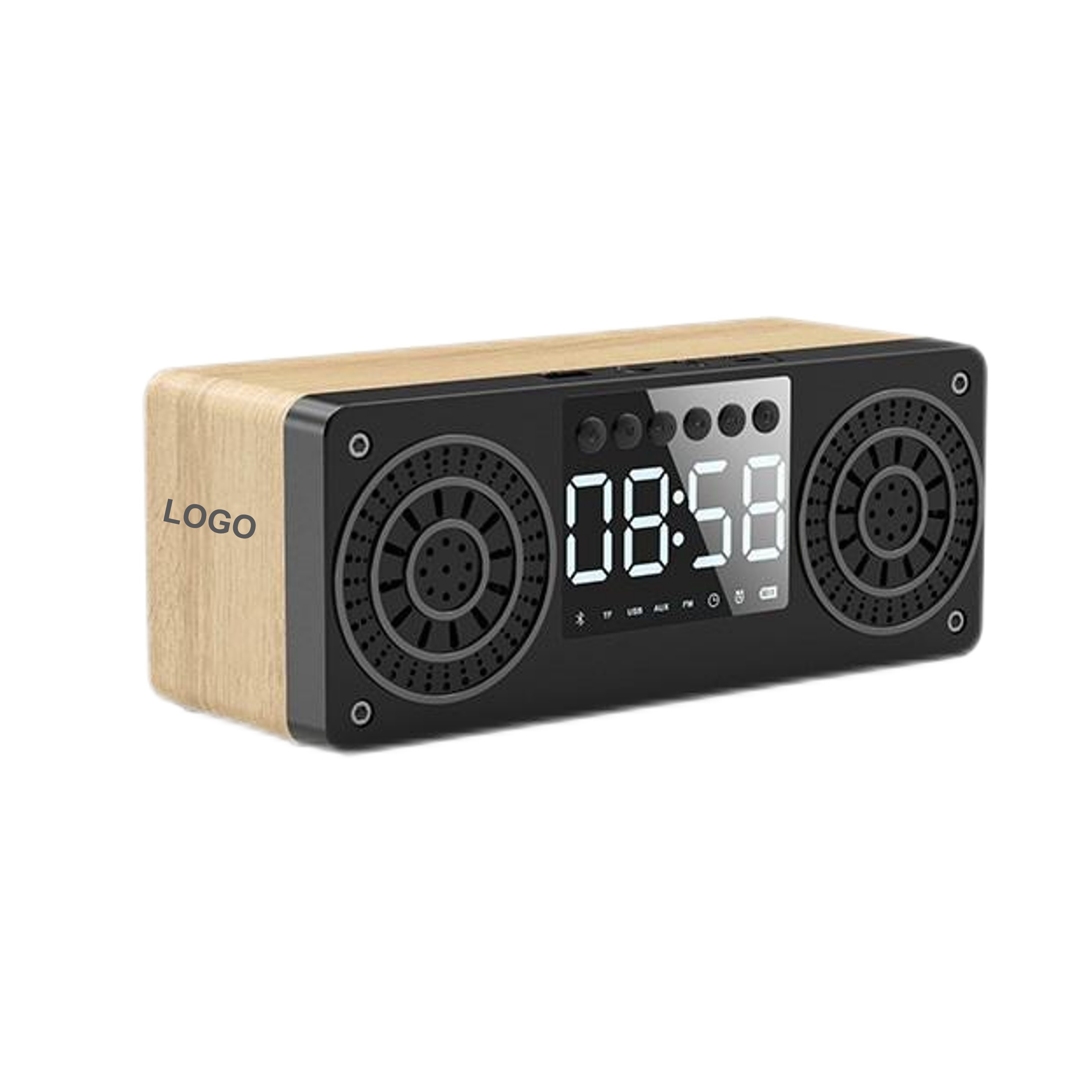 Wood Wireless Speaker with Alarm Clock (direct import) 5