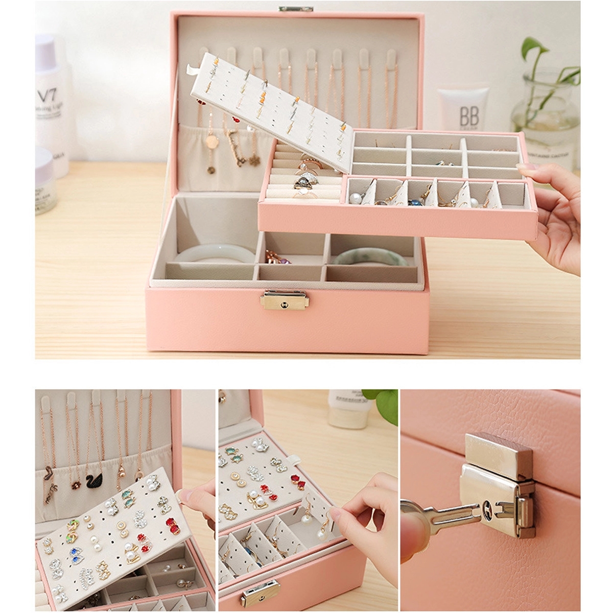 2 Layer Women Jewelry Box Organizer 6