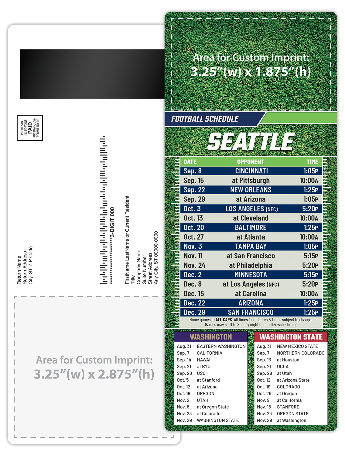 Football Schedule Laminated Card/Postcard with Magnet Strip 3.5x8.5 - 14 pt. 4