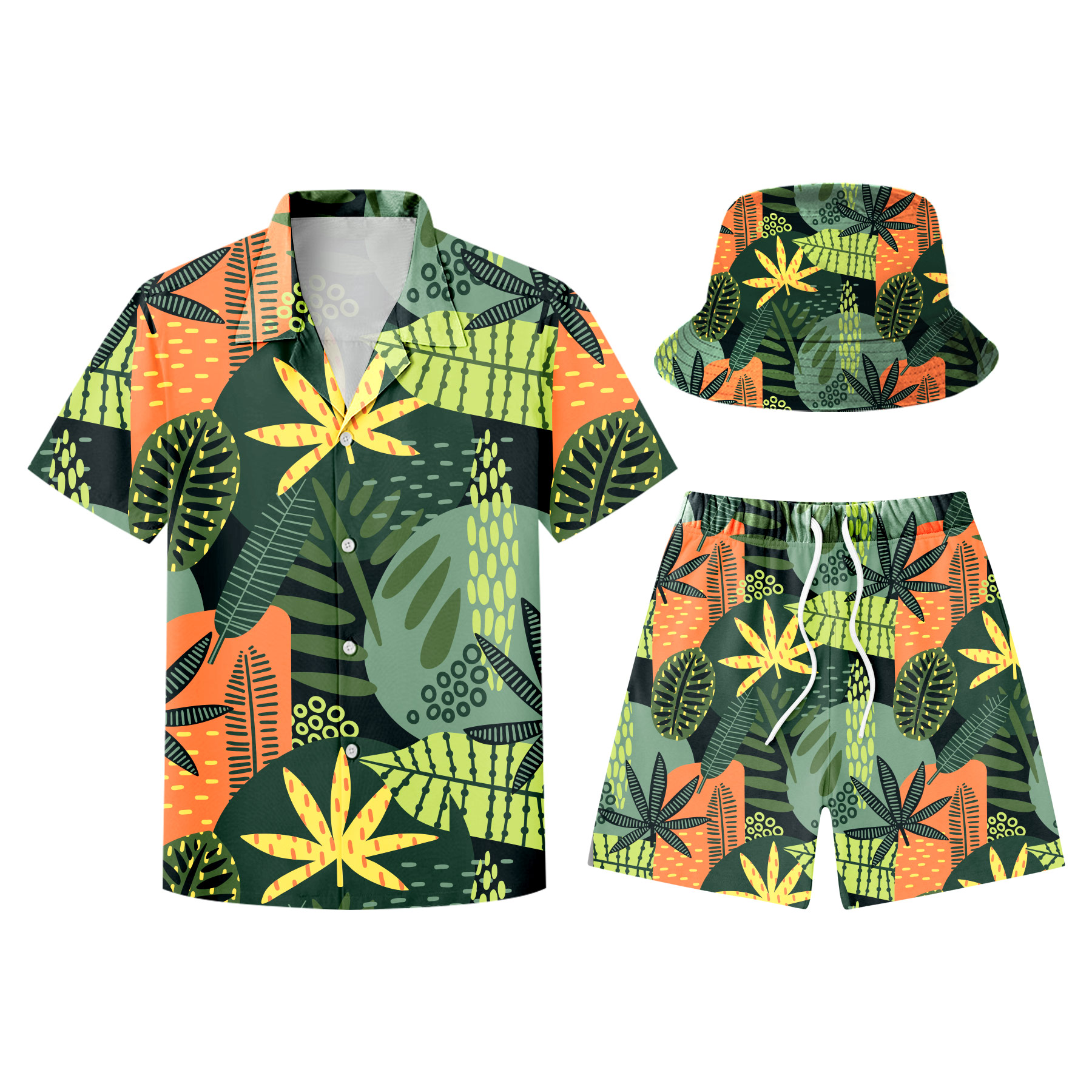 Hawaiian Shirts, Shorts And Bucket Hats Sets 4