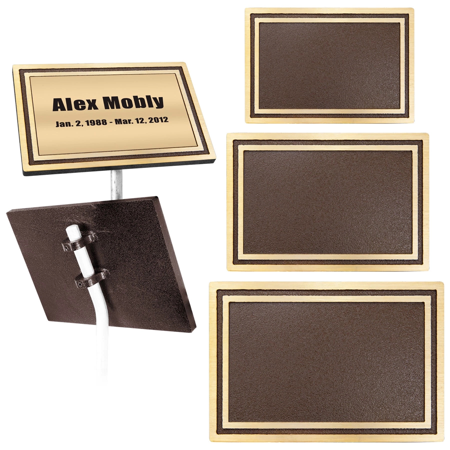 Bronze/Brown Rectangle Solid Cast Aluminum Sign with 24" Aluminum Rod (6"x4") 5