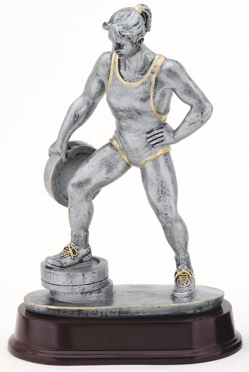 10 1/2" Tall Bar in Hand Female Weightlifting Figure Award 1