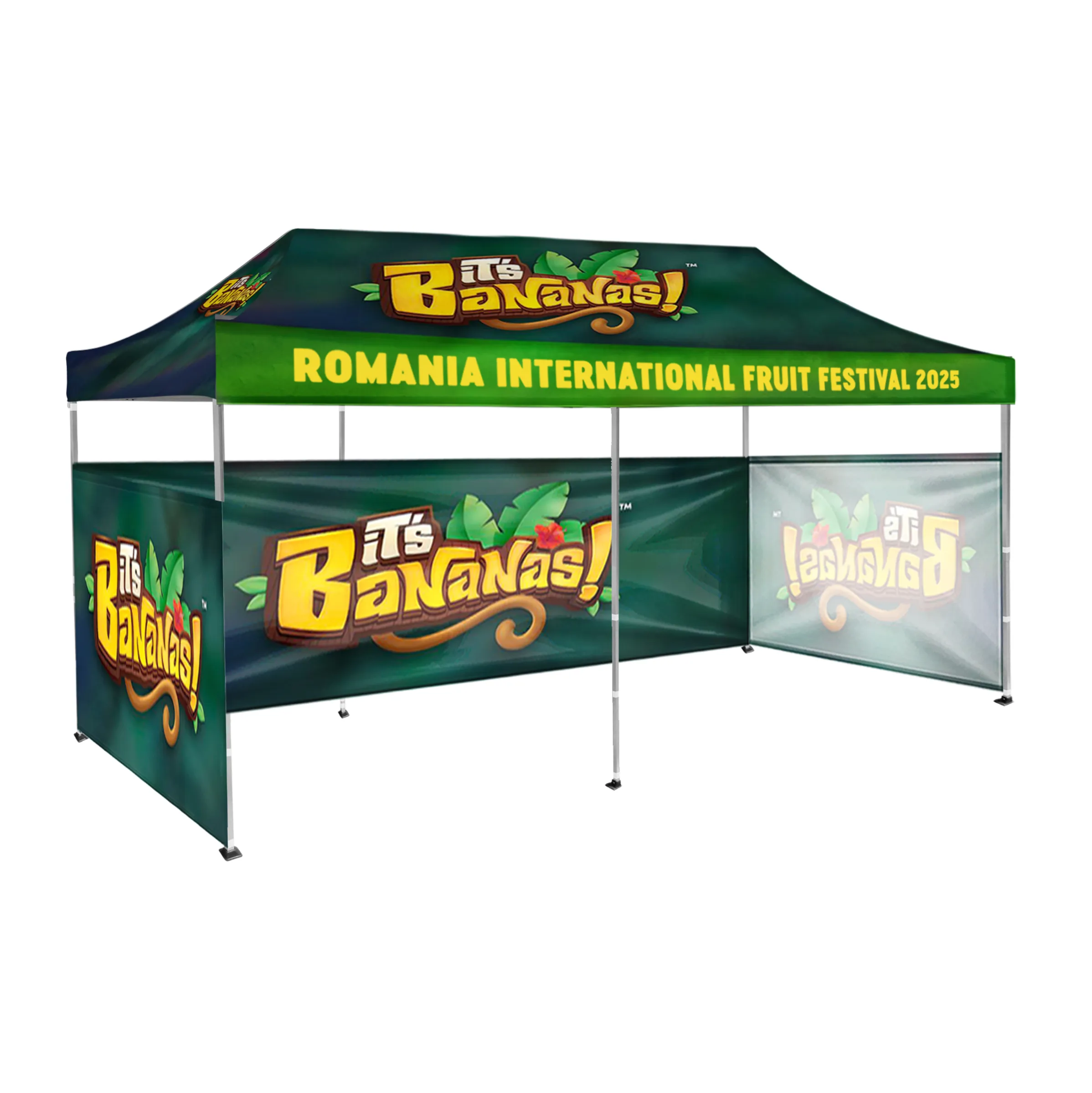 10'x20' Tent Canopy w frame, 2 side half + 1 full half wall 1
