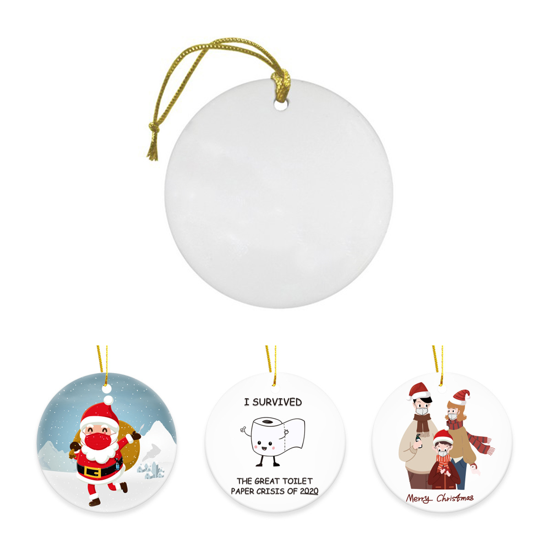 Custom Round Ceramic Ornament 1