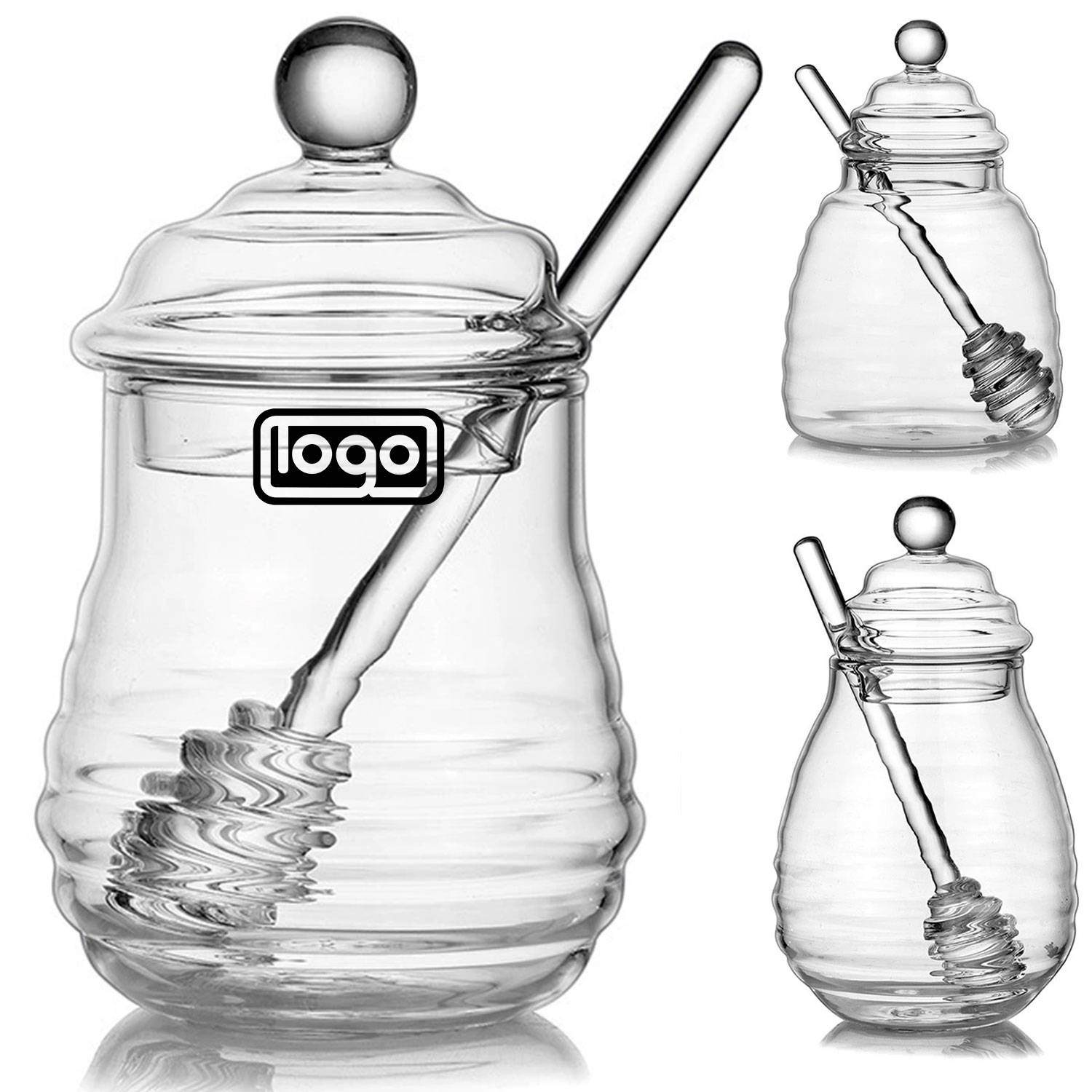 9.5 oz Glass Honey Jar w/ Dipper 3