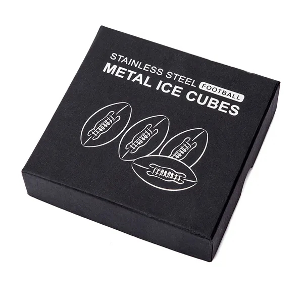 Football Shaped Stainless Steel Ice Cubes- 4 pack set 2