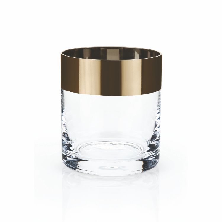 Viski® Bronze Rim Crystal Tumbler, set of 2 3
