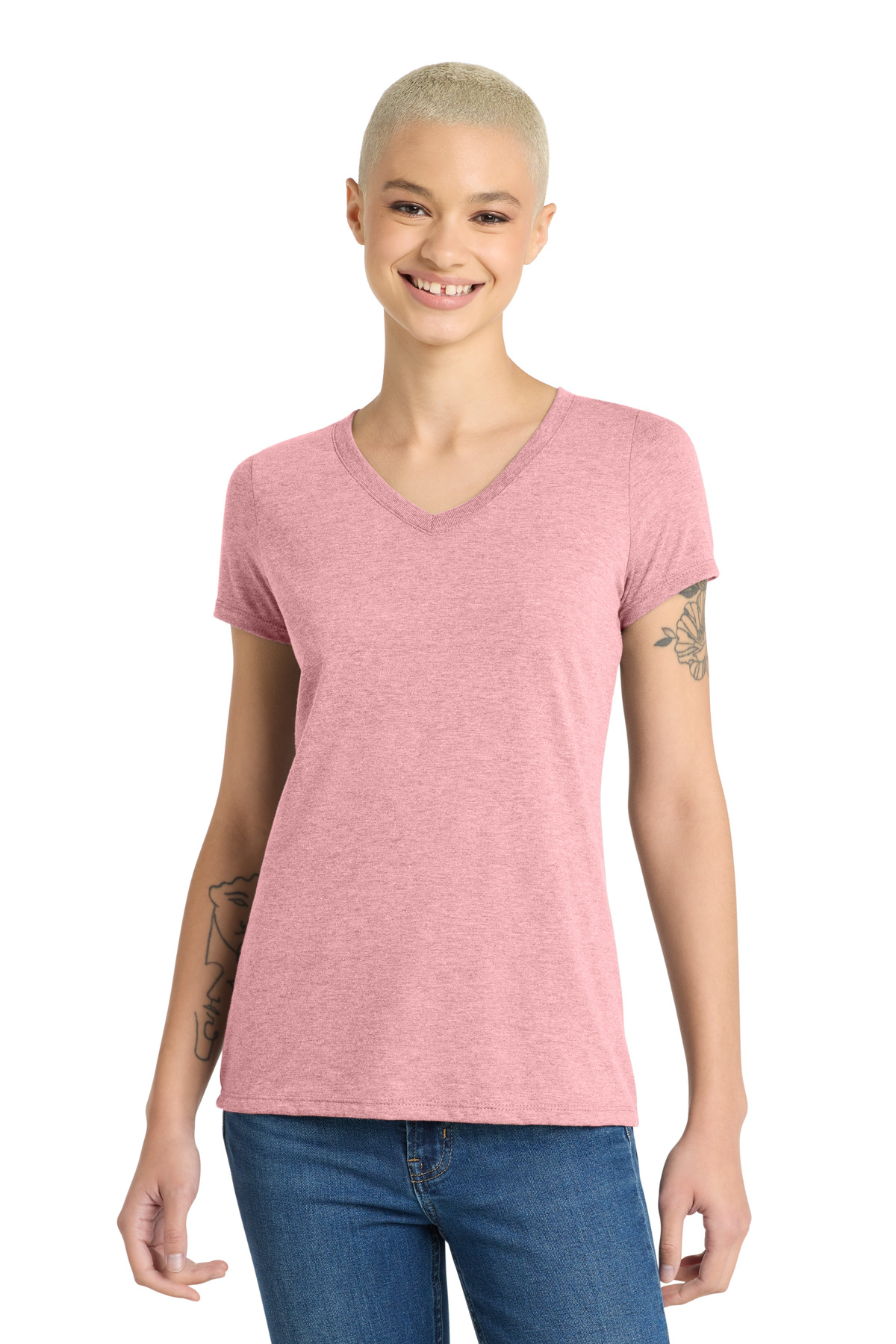 District Women's Perfect Tri V-Neck Tee. DM1350L 190