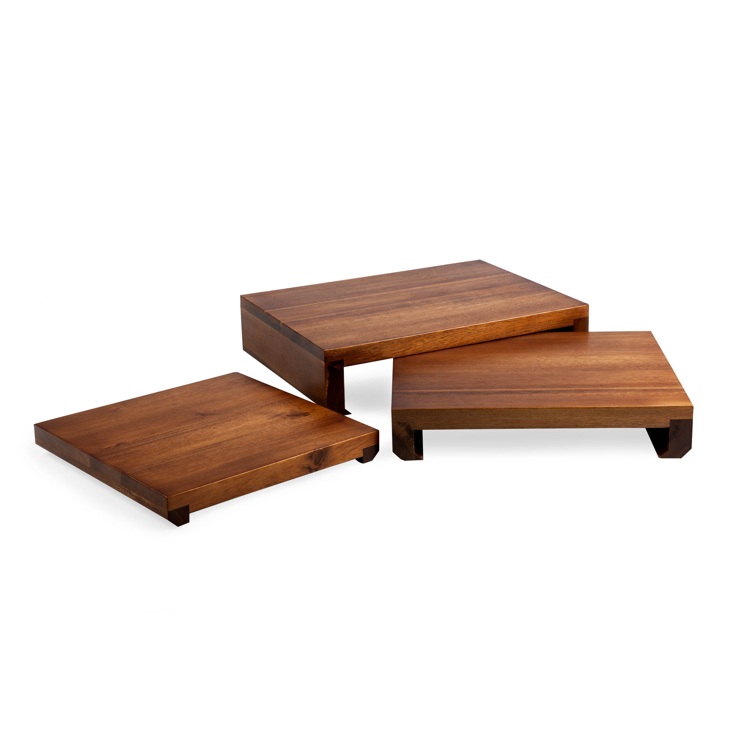 Etage Set Of 3 Acacia Serving Pedestals 4