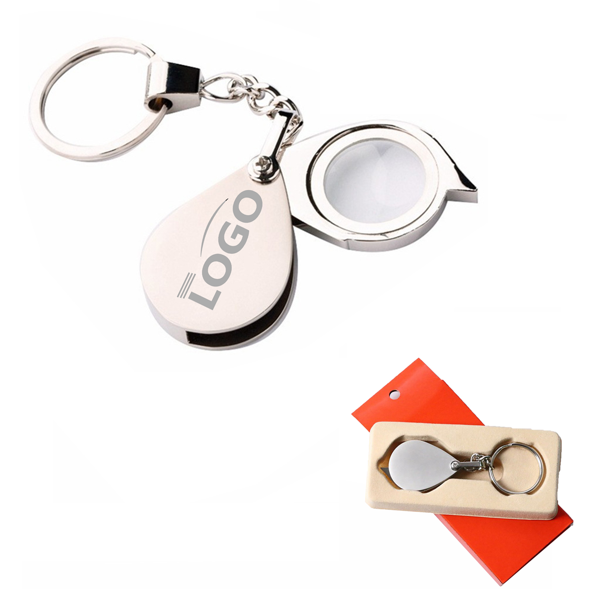Zinc Alloy Portable 5x Magnifying Glass Keychain 2