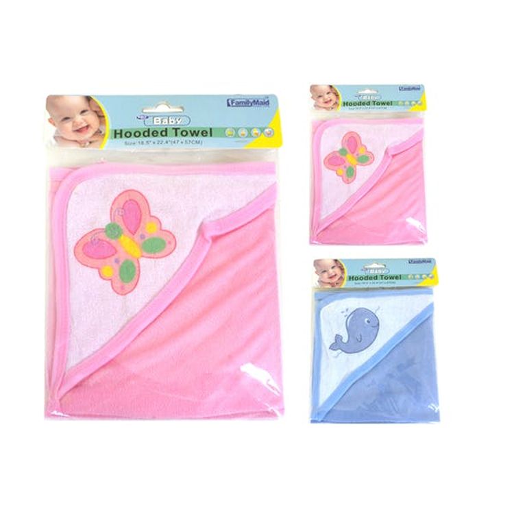 Baby Hooded Towels - Pink & Blue Embellished Design 2