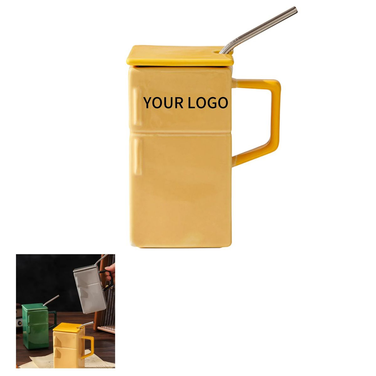Household Ceramic Mug With Straw Lid 6