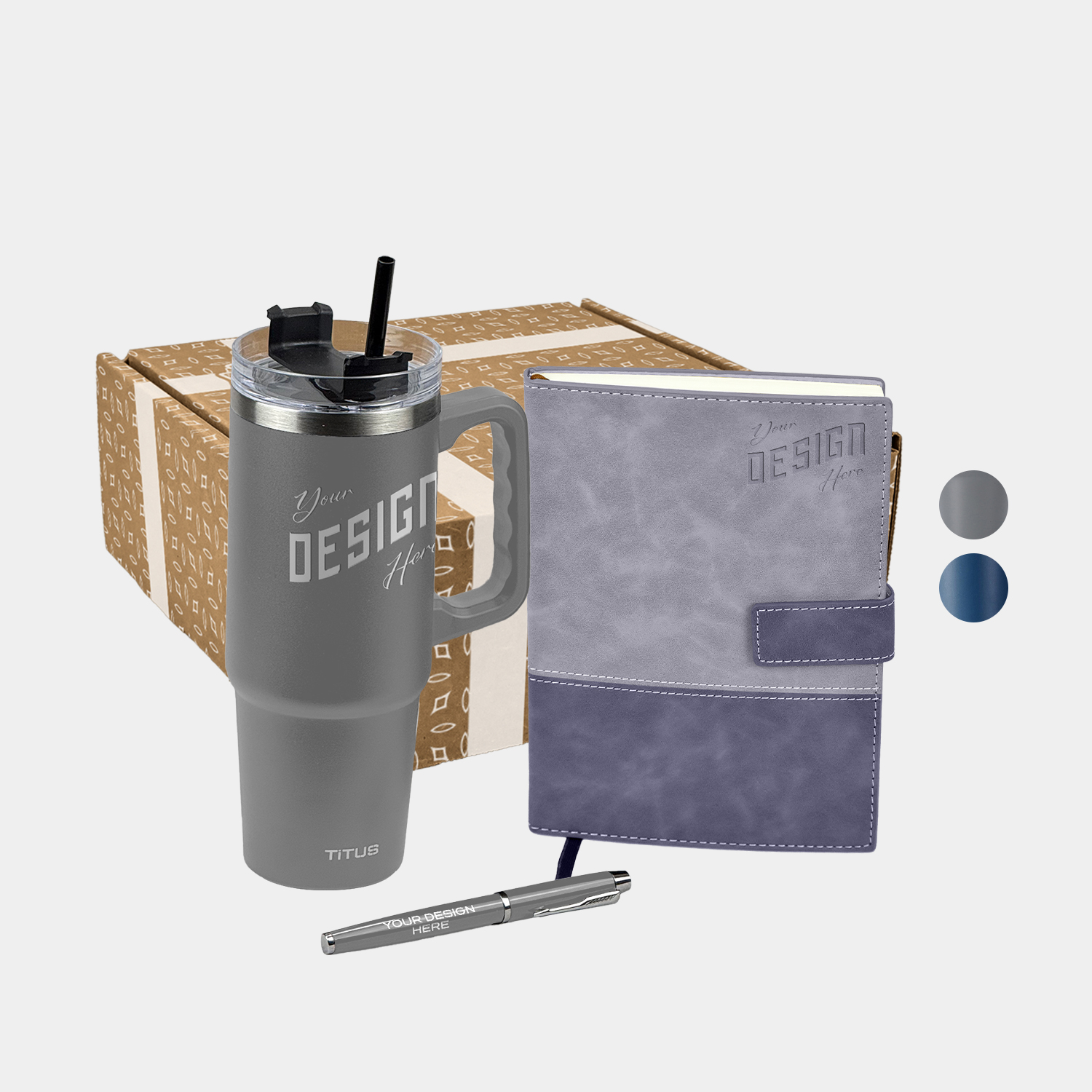 TiTUS® 30 oz Travel Mug, Valvetine Notebook & Pen Gift Set 2