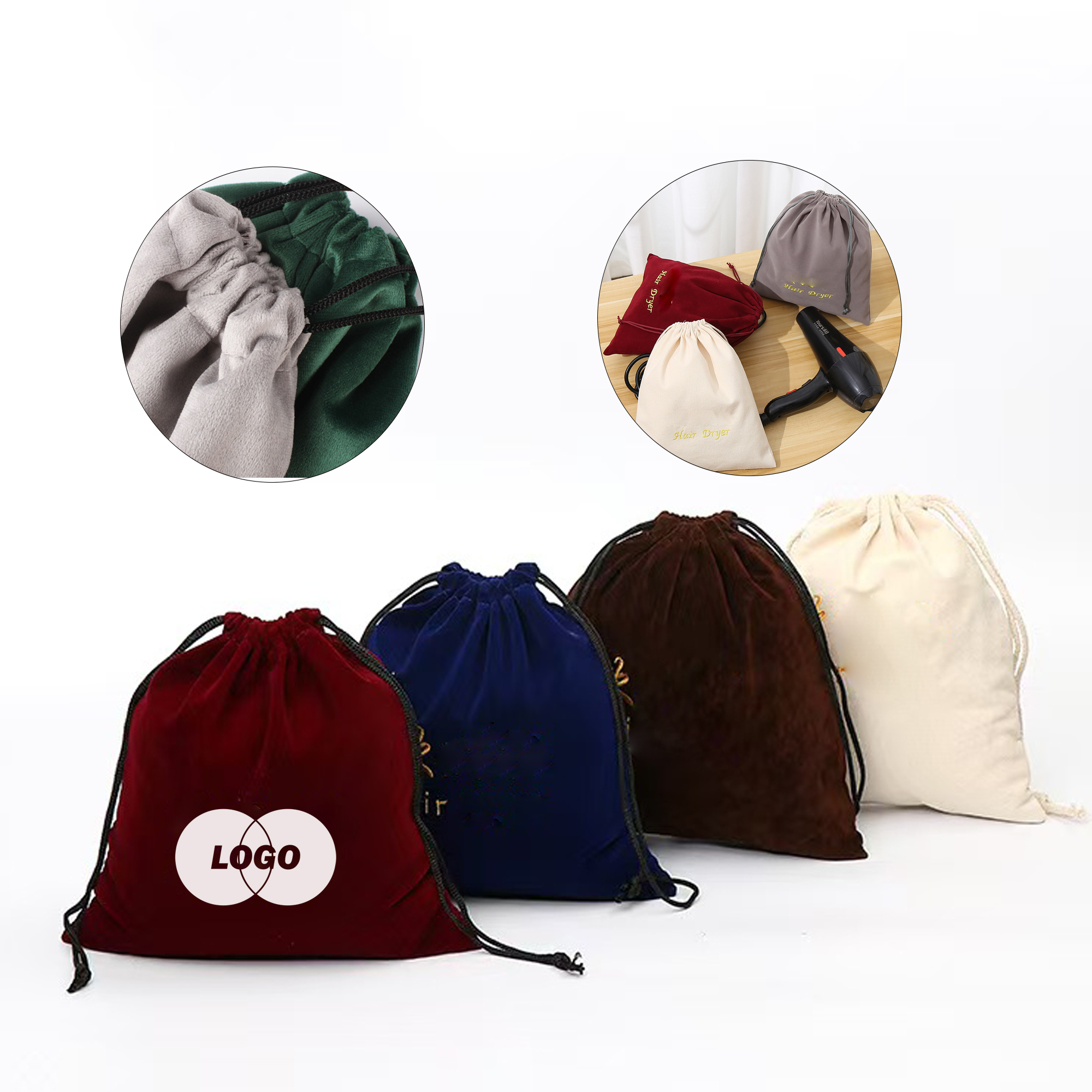 Velvet Drawstring Bags 12" x 8" 2